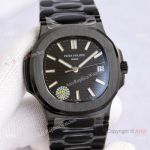 PPF Factory Copy Patek Philippe Nautilus Solid Black 40mm Watch Swiss AAA Copy
